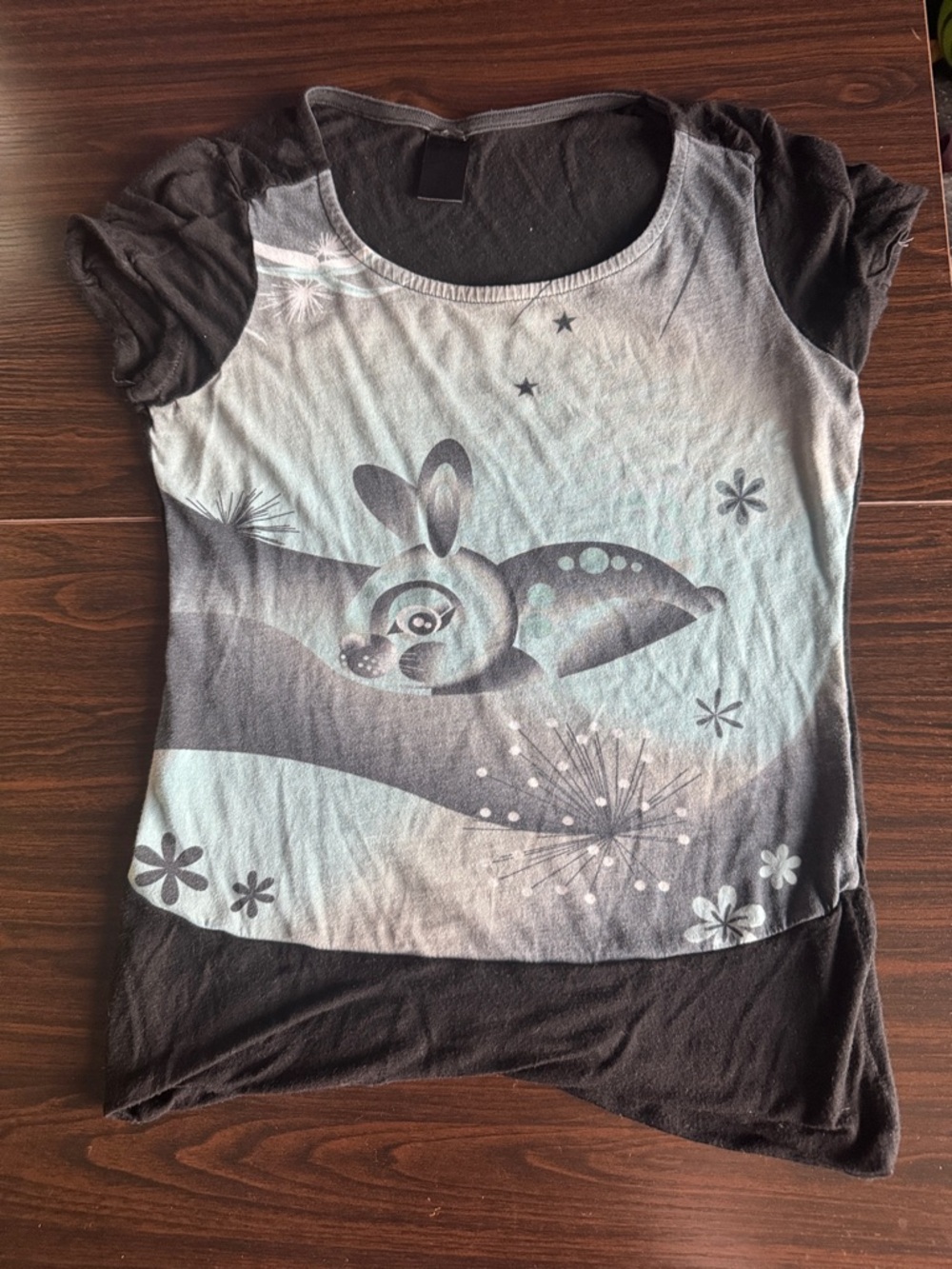 Custo Barcelona Black & Light Blue Graphic Short Sleeve Tee
